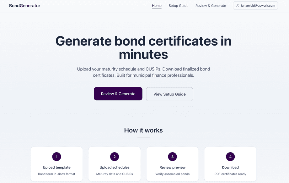 Bond Generator screenshot